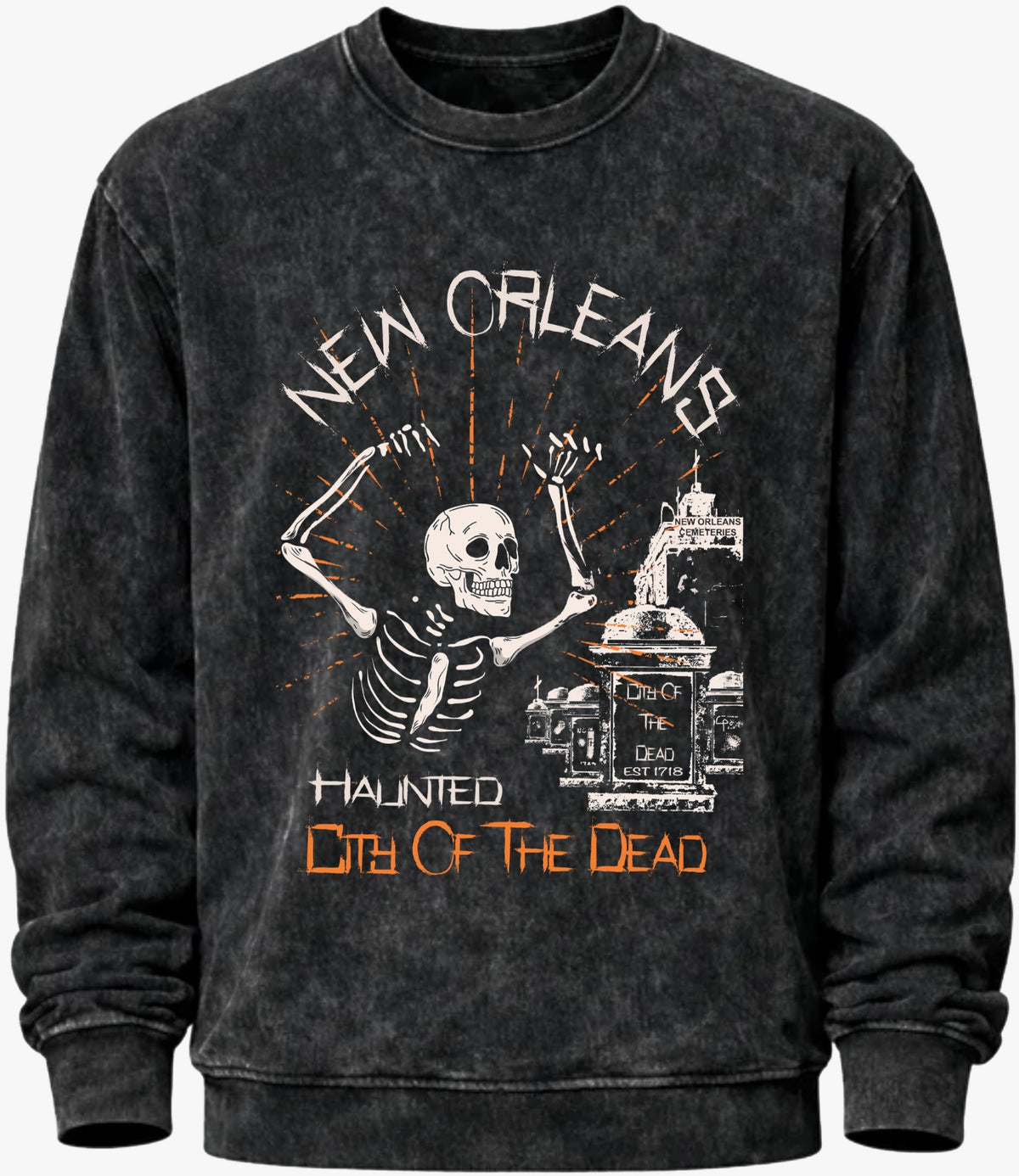 Printed Acid Wash Sweatshirt